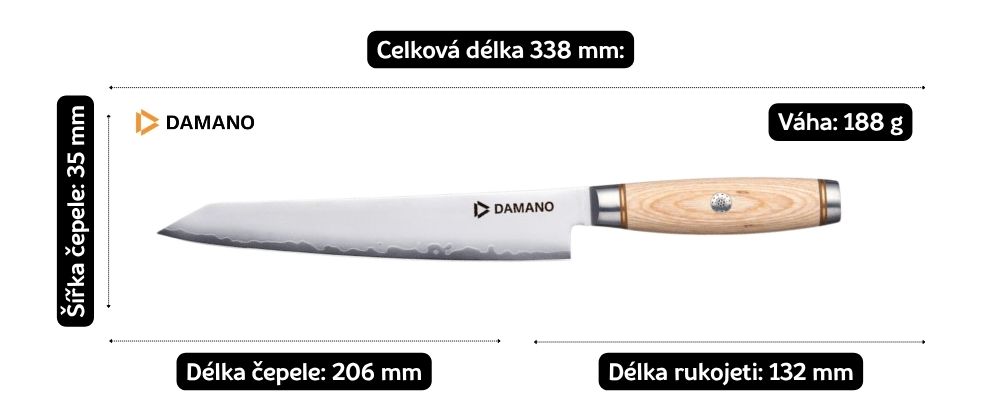 rozměry nože